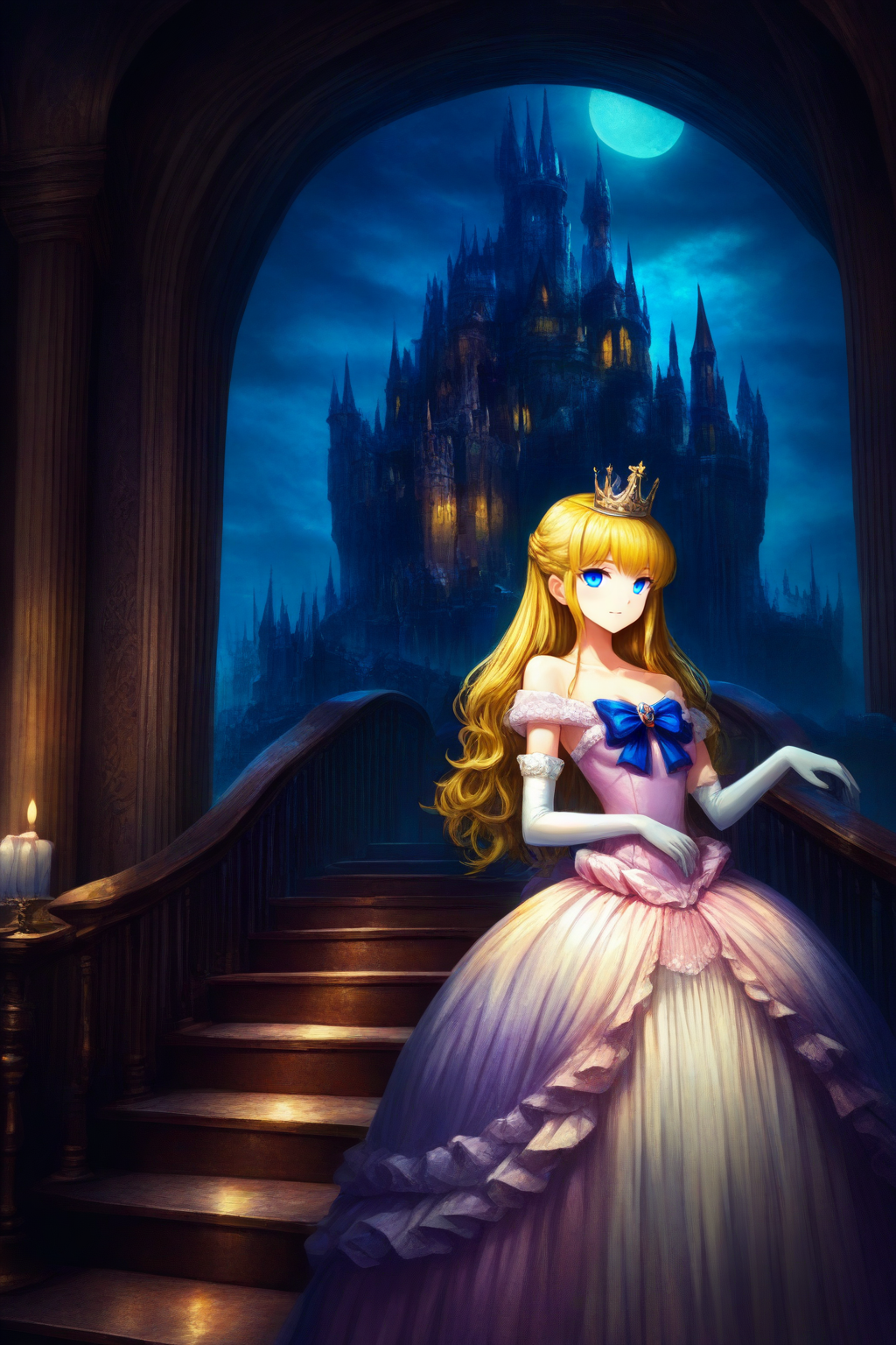 29738-3806975536-masterpiece, best quality,_ballgown, princess dress,crown,elbow gloves, off-shoulder,castle interior,digital painting,moonlight_.png